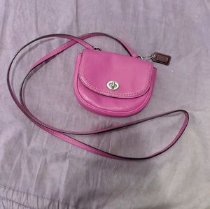 Pink Coach Park Leather micro crossbody bag